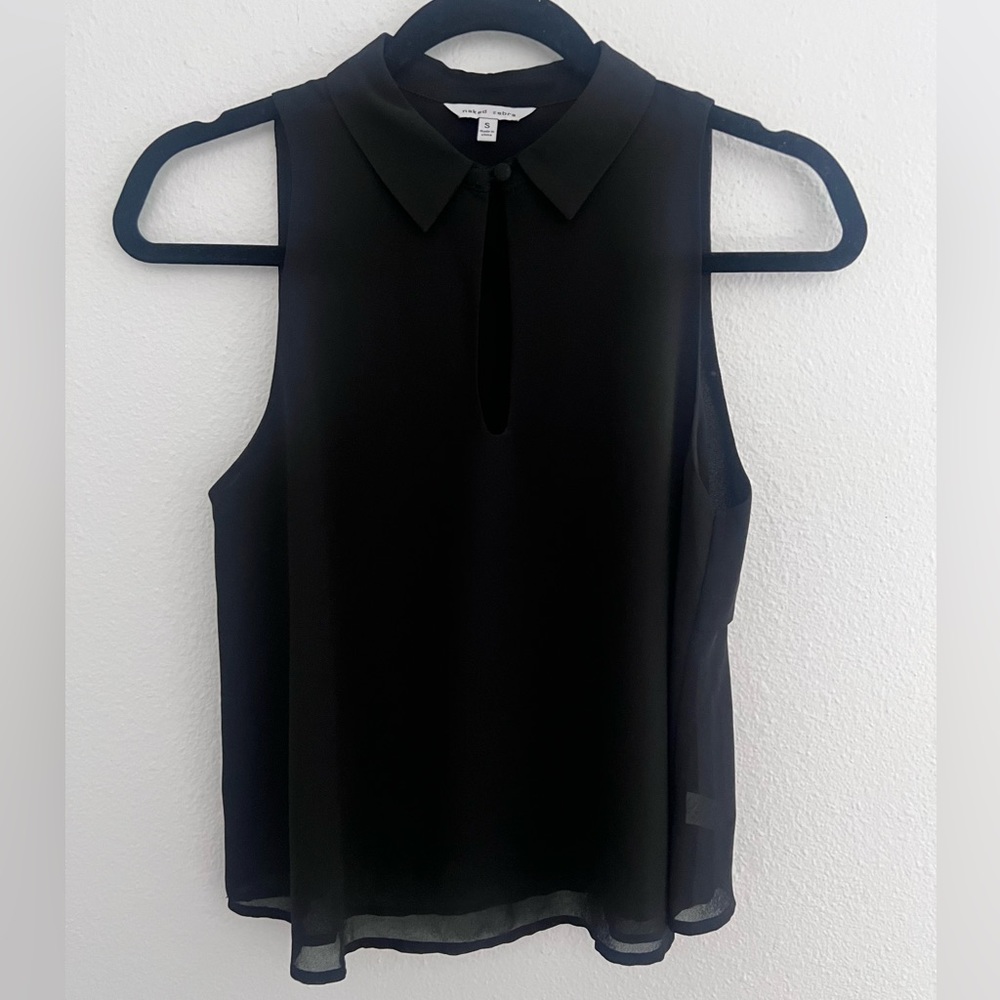 Naked Zebra Black Keyhole Tank Top Size Small